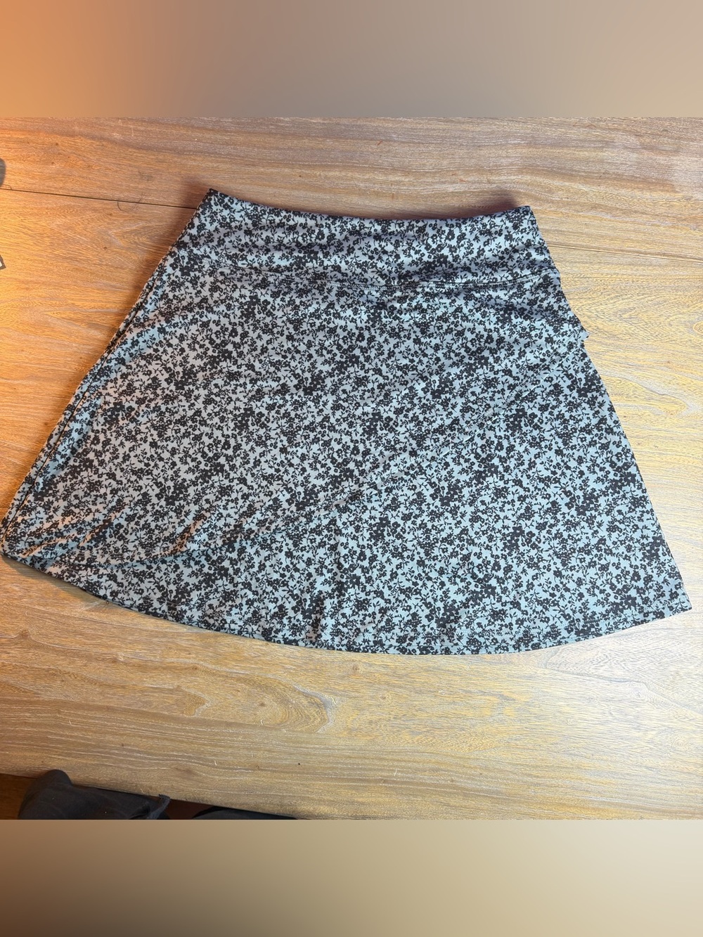 Eddie Bauer Black & Green Floral Skater Skirt